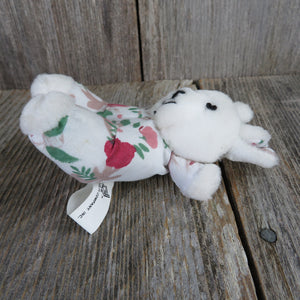 Mouse Plush White Mice Stuffed Animal Flowers Floral Print Body Bunny Rabbit Pink - At Grandma's Table
