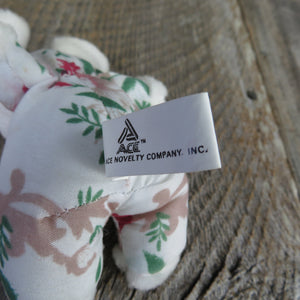 Mouse Plush White Mice Stuffed Animal Flowers Floral Print Body Bunny Rabbit Pink - At Grandma's Table