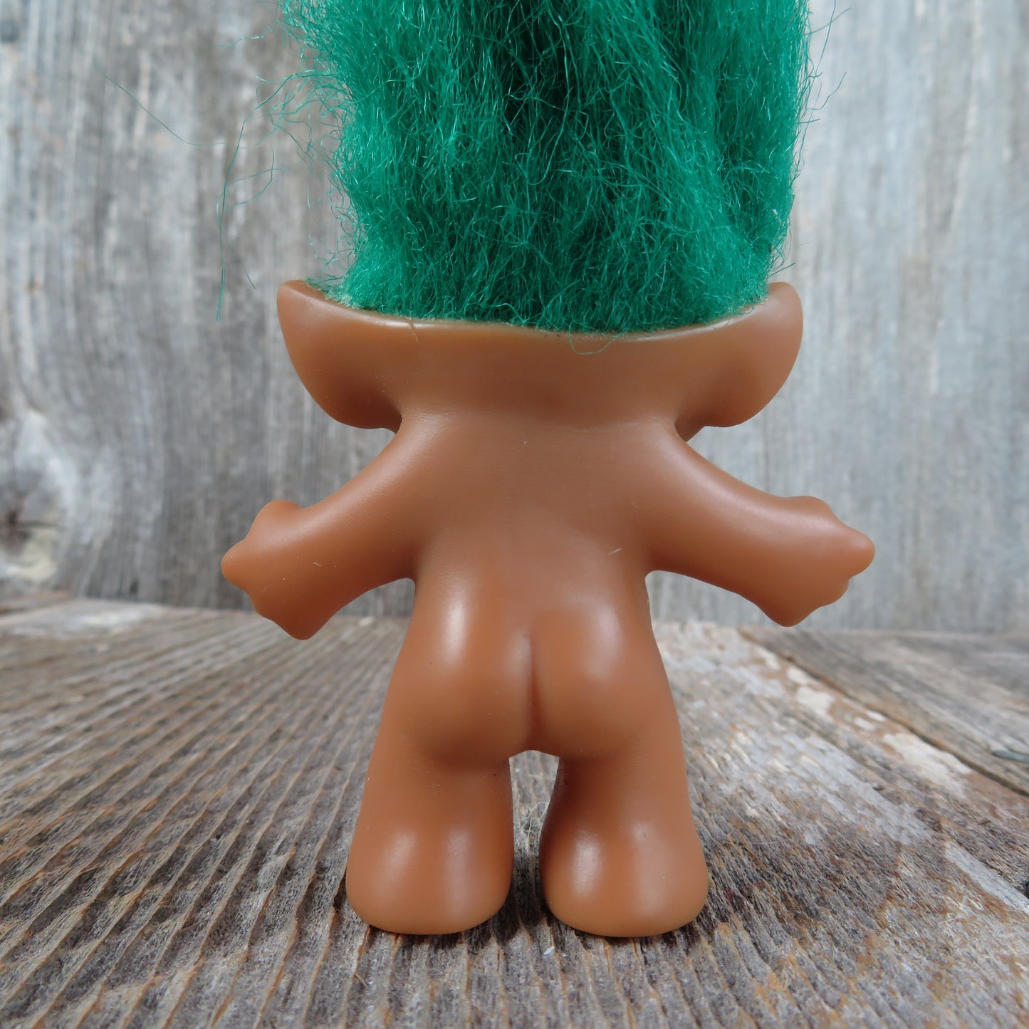 Vintage Troll Doll Orange Eyes and Star Belly Button Teal Green Hair Ace Novelty - At Grandma's Table