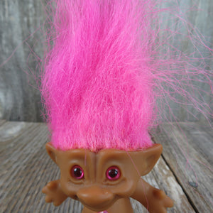 Vintage Troll Doll Pink Eyes Hair and Diamond Belly Button Ace Novelty - At Grandma's Table