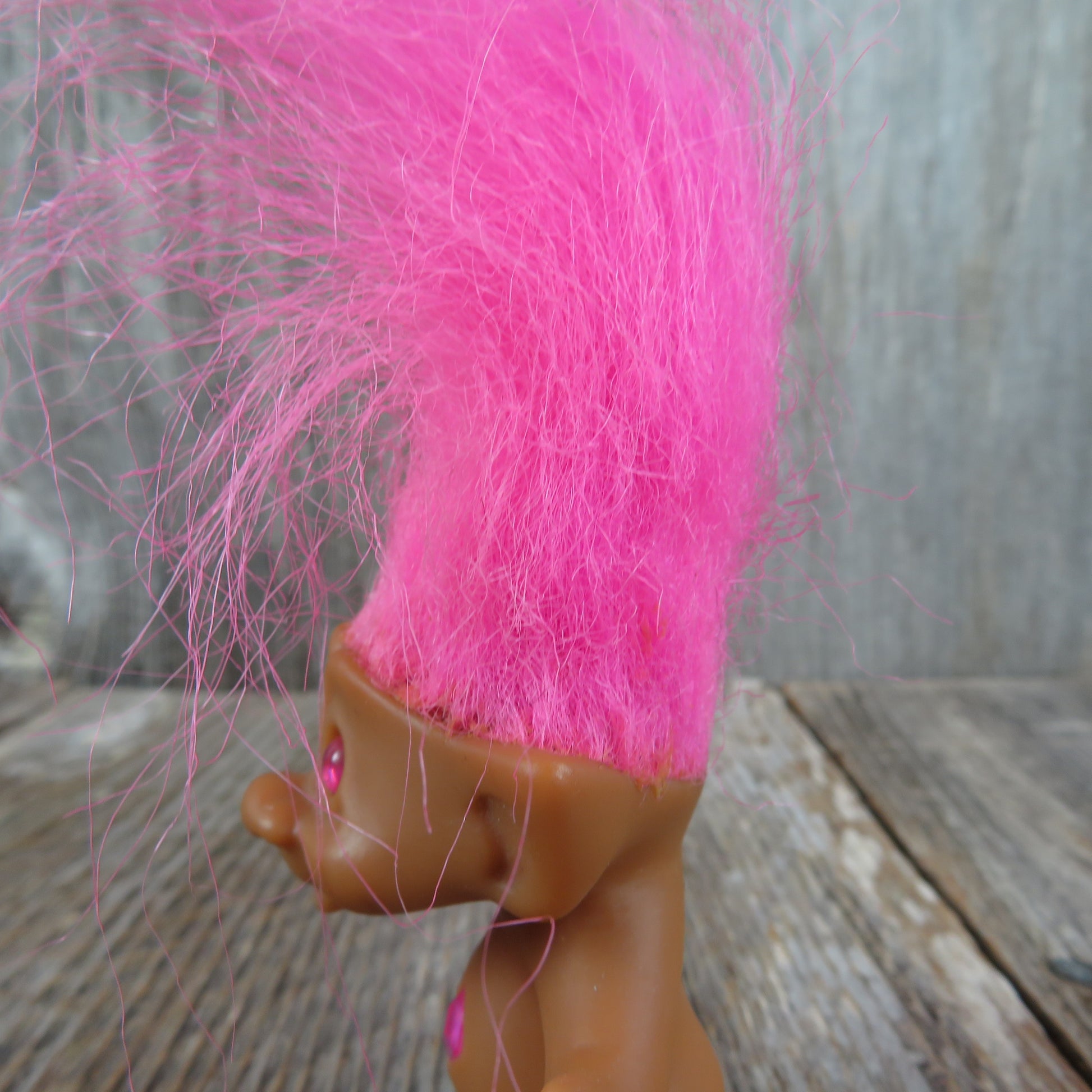 Vintage Troll Doll Pink Eyes Hair and Diamond Belly Button Ace Novelty - At Grandma's Table