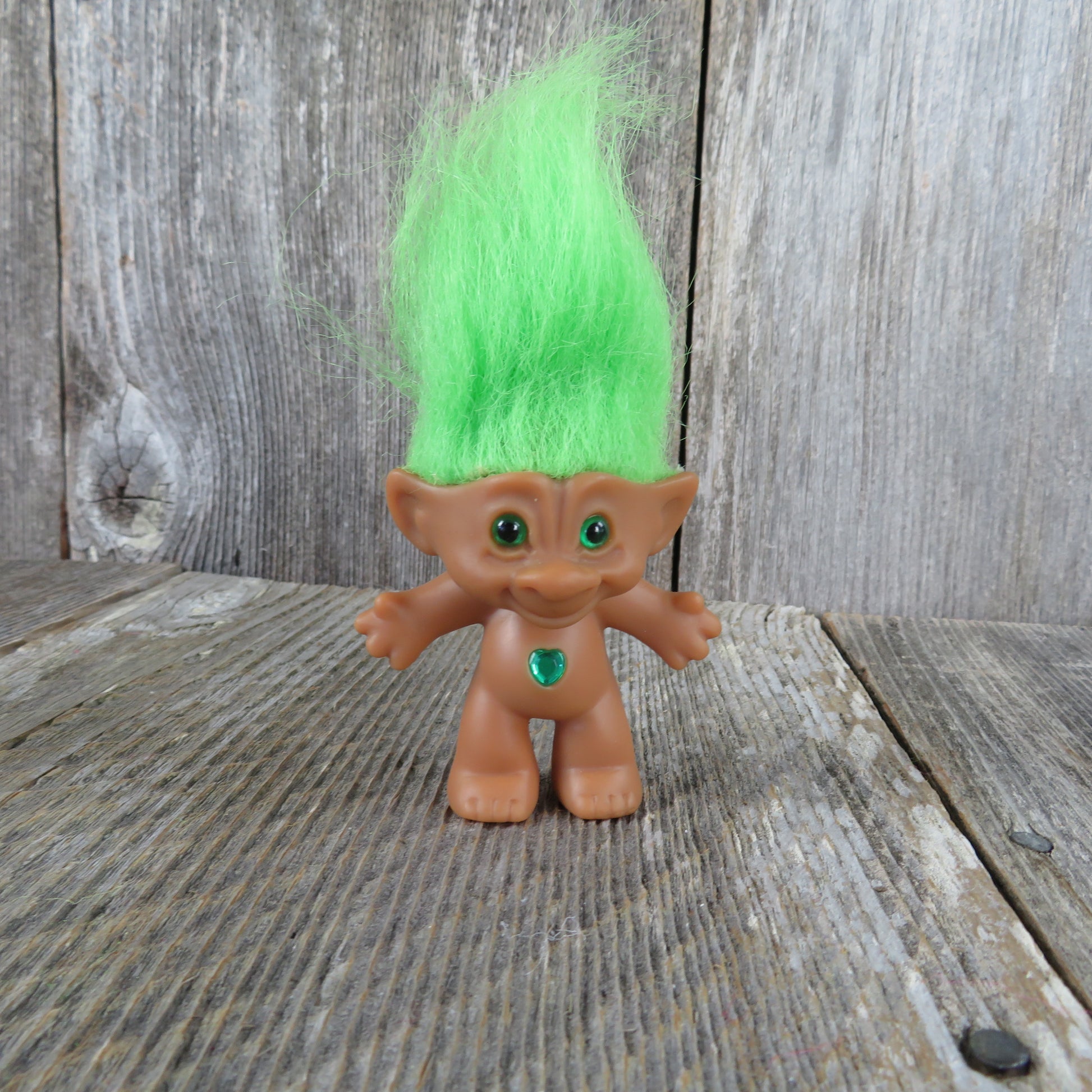 troll dolls with succulents Vintage Troll Doll Green Heart Jewel Belly Button Ace Novelty Lime Gre – At Grandma's Table