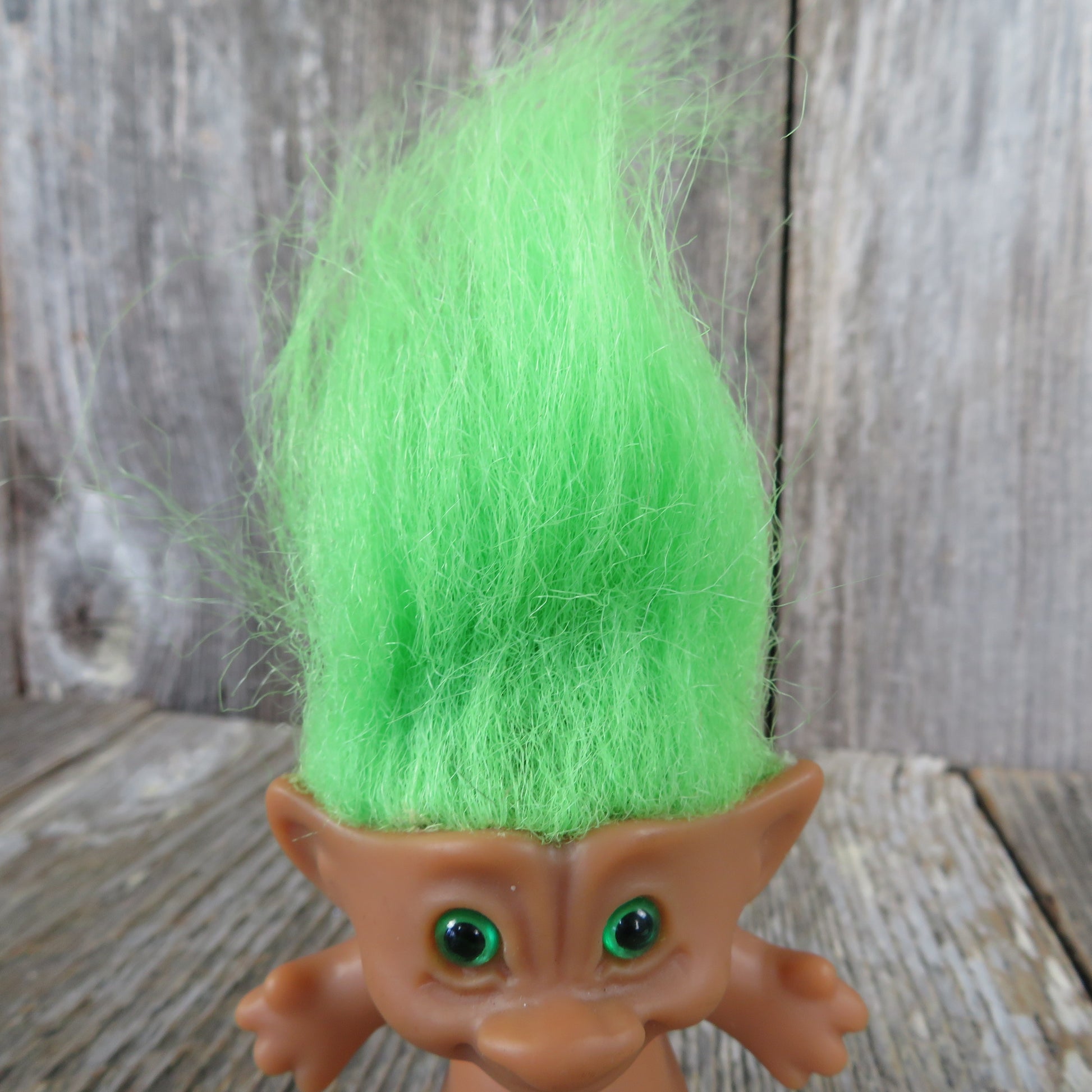 Vintage Troll Doll Green Heart Jewel Belly Button Ace Novelty Lime Green - At Grandma's Table