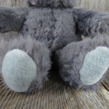 Vintage Teddy Bear Plush Fuzzy Stuffed Animal Grey Stitched Pink Nose ...