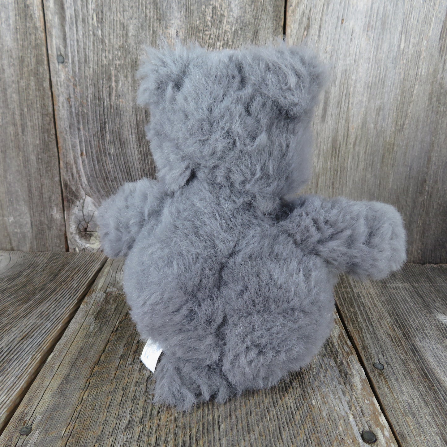 Vintage Teddy Bear Plush Fuzzy Stuffed Animal Grey Stitched Pink Nose Gray Blue Feet Mouse TB Trading