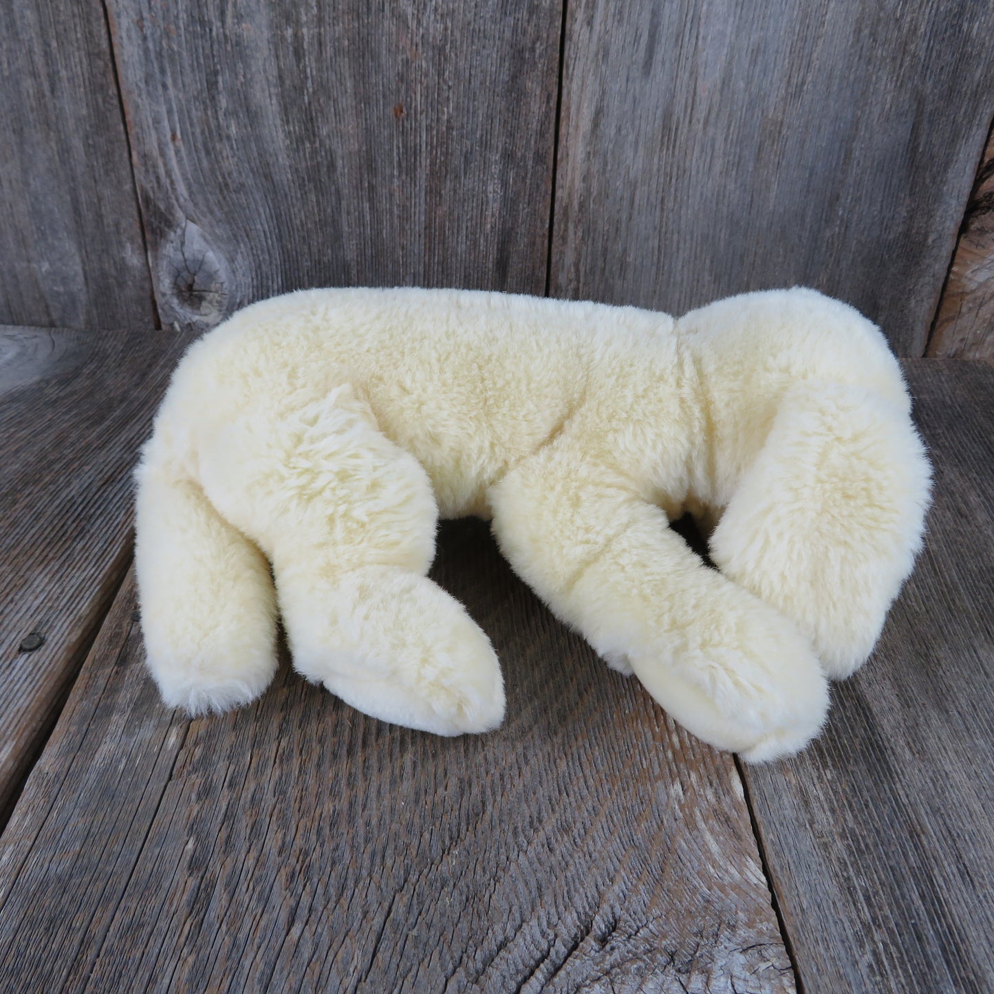 Vintage Puppy Dog Plush Rattle Baby Kinder Gund Cream Yellow Stuffed Animal Floppy Ears Stitched Nose 1985 - At Grandma's Table