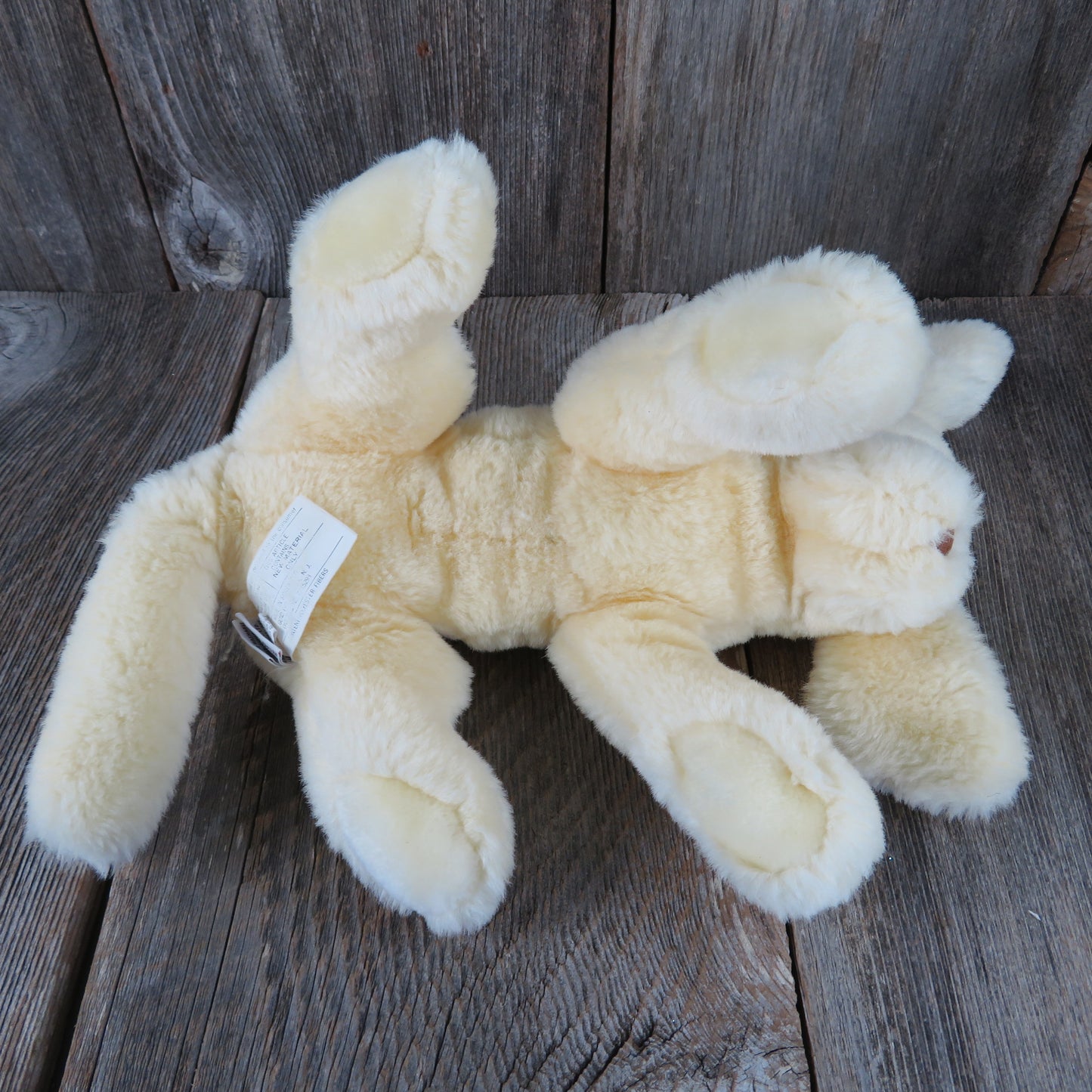 Vintage Puppy Dog Plush Rattle Baby Kinder Gund Cream Yellow Stuffed Animal Floppy Ears Stitched Nose 1985 - At Grandma's Table