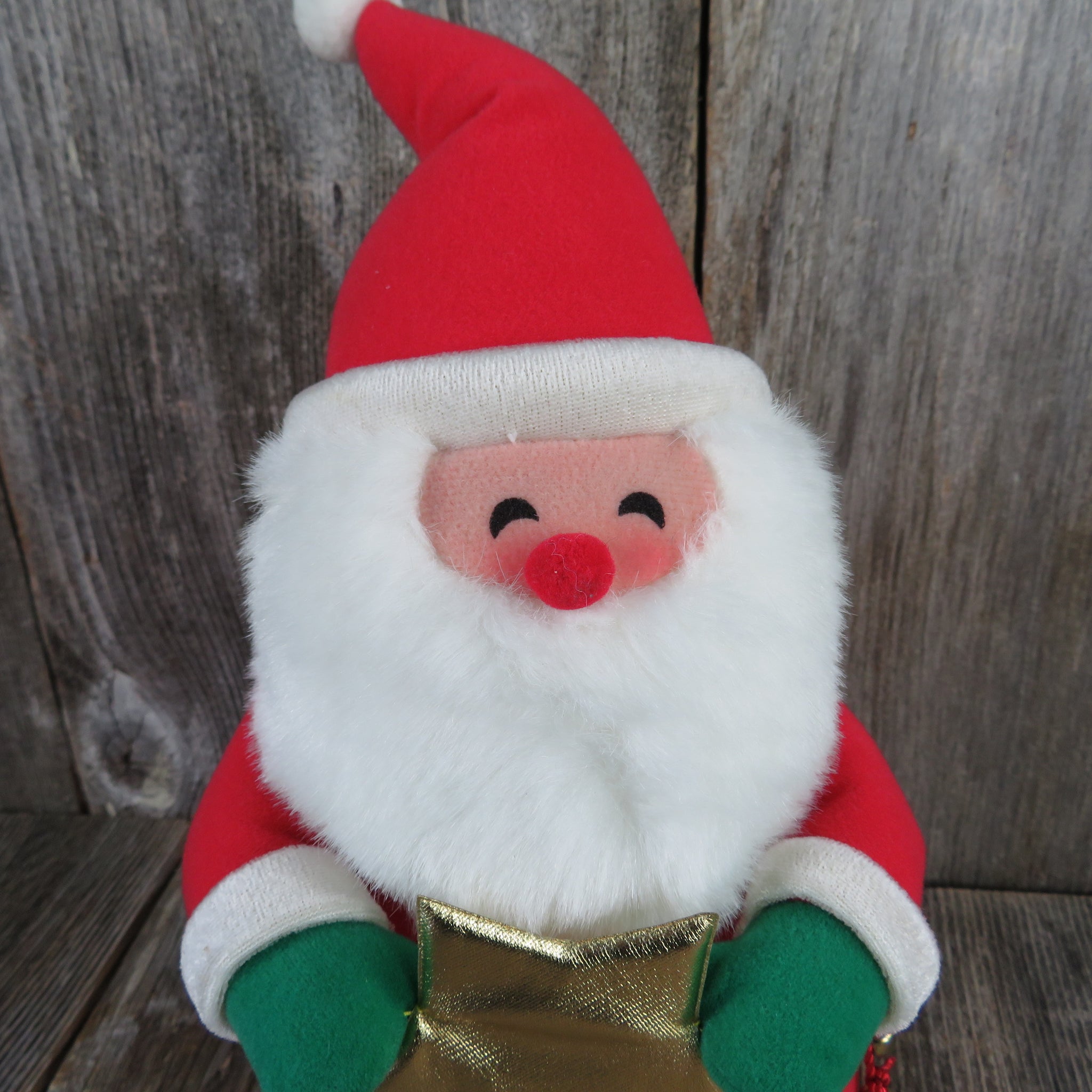 Vintage Santa Claus Christmas Tree Topper Plush Stuffed Hallmark Soft