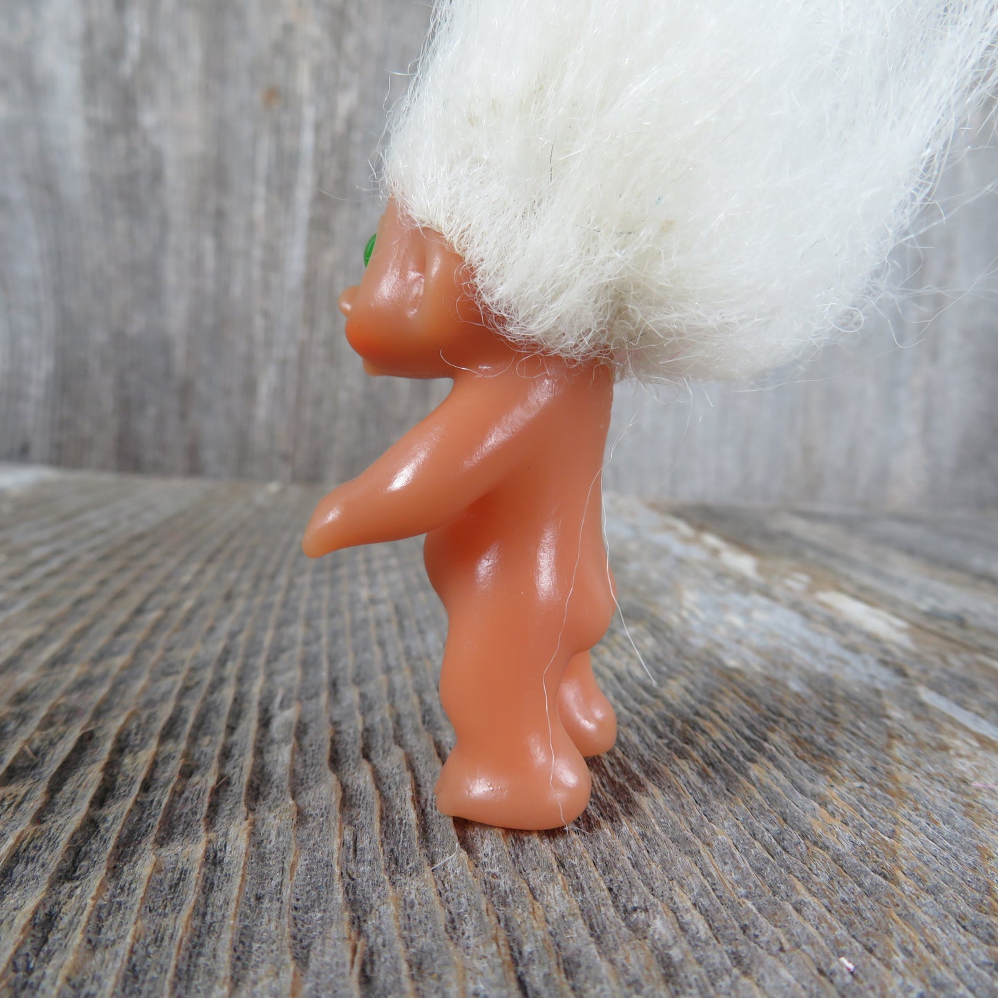 Vintage Baby Troll Doll White Hair Toddler Green Eyes Dam Norfin Naked 2.5 inches 1983 - At Grandma's Table