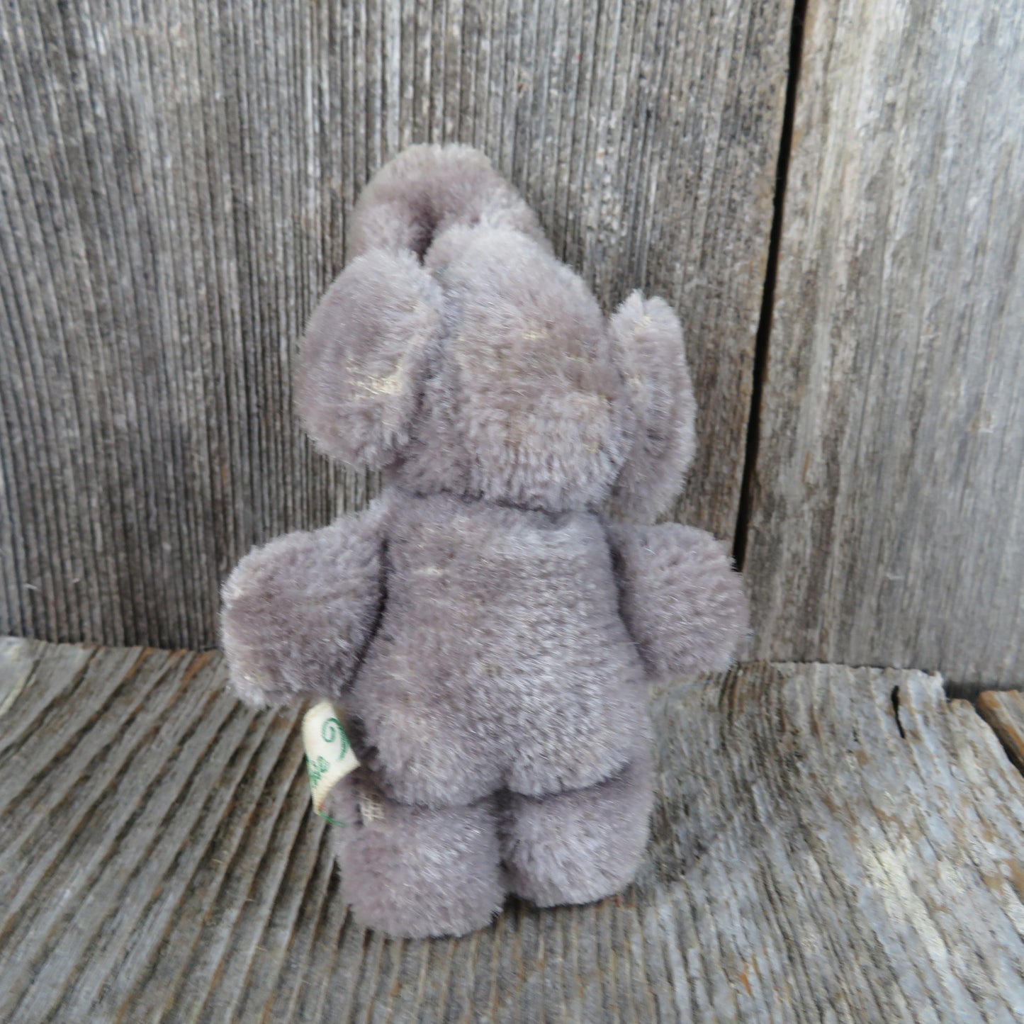 Vintage Elephant Plush Pure Wool Standing Grey Glass Eyes Stuffed Animal Hard Stuffed Mini Gray - At Grandma's Table