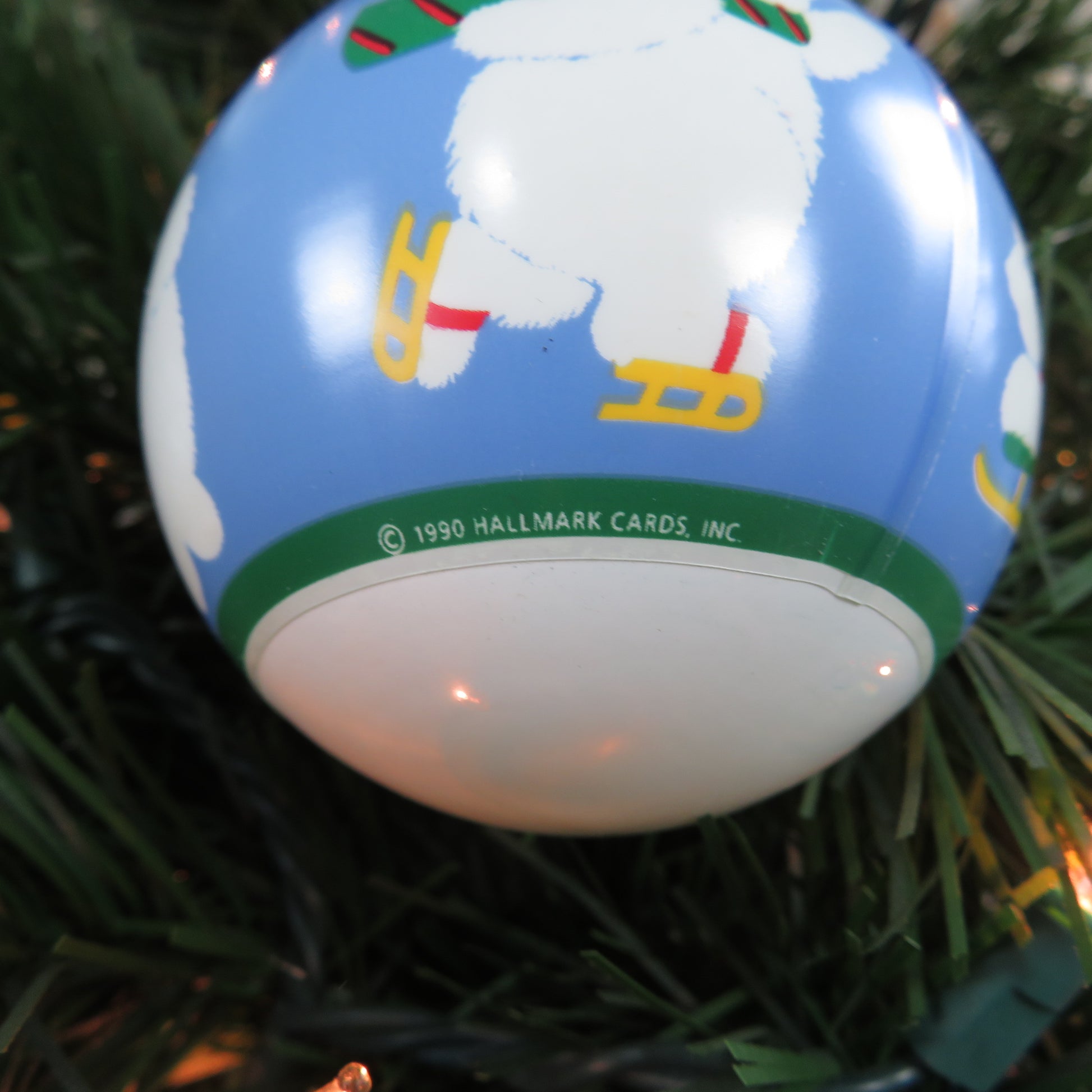 Vintage Grandson Bear Ornament Ball Hallmark Grandson Fills Christmas With Cheer 1990 - At Grandma's Table