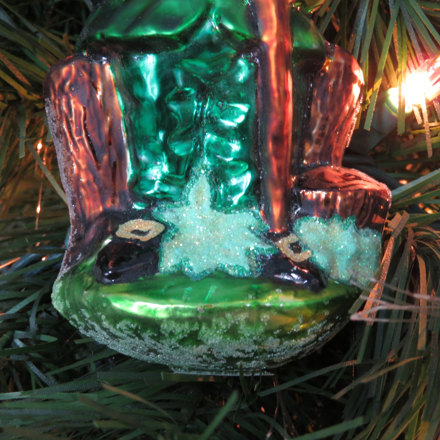 Vintage Leprechaun Glass Ornament Christopher Radko Tall N Stout O'leary St Patrick's Day Little Gems Green Christmas 2000 - At Grandma's Table