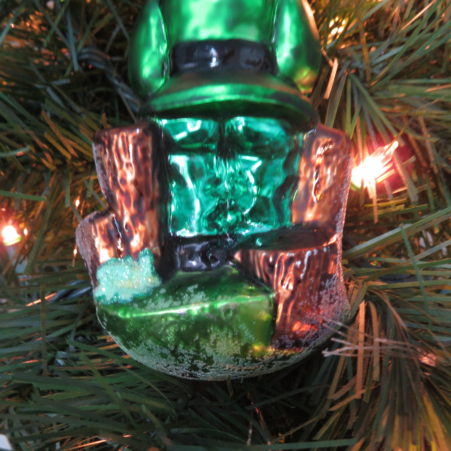 Vintage Leprechaun Glass Ornament Christopher Radko Tall N Stout O'leary St Patrick's Day Little Gems Green Christmas 2000 - At Grandma's Table