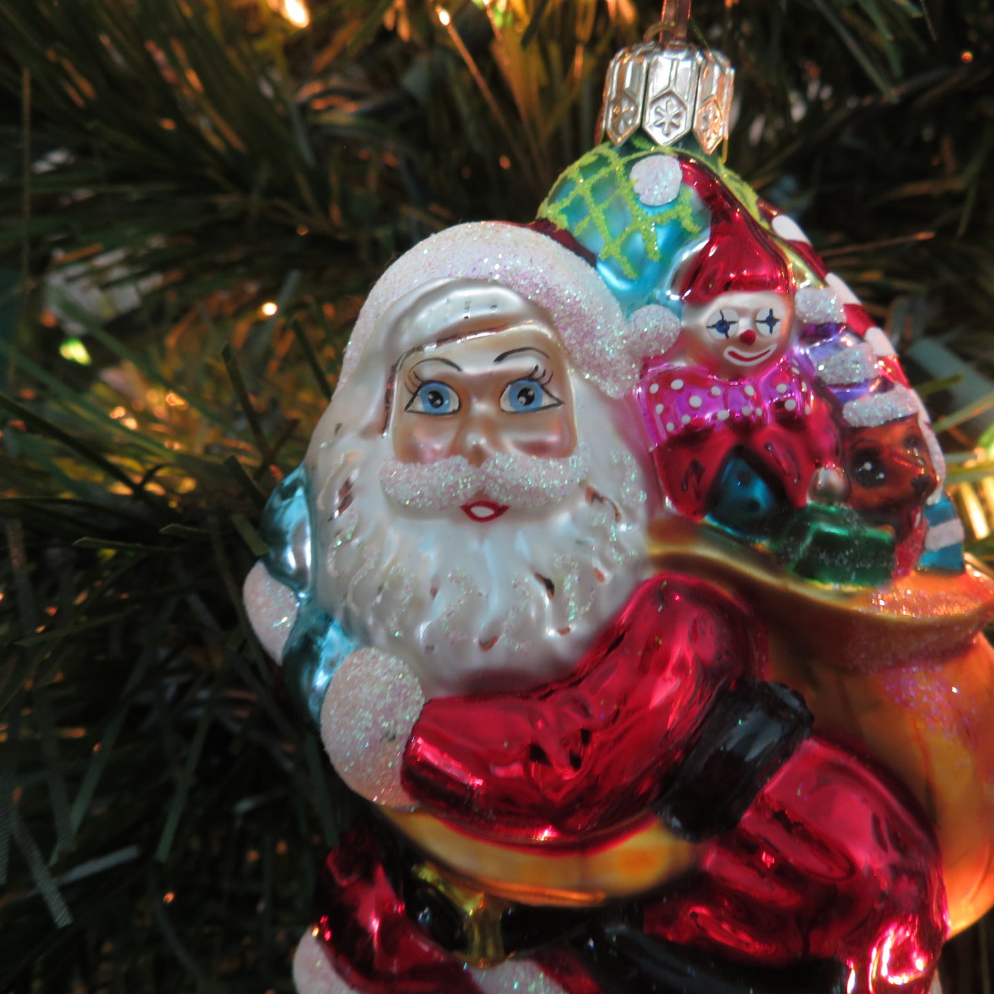 Vintage Santa with Sack Glass Ornament Christopher Radko Little Big Nick Poland 2000 - At Grandma's Table