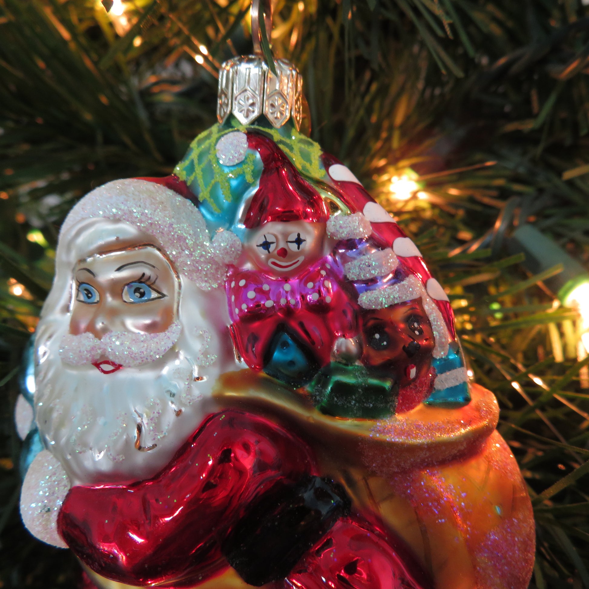 Vintage Santa with Sack Glass Ornament Christopher Radko Little Big Nick Poland 2000 - At Grandma's Table