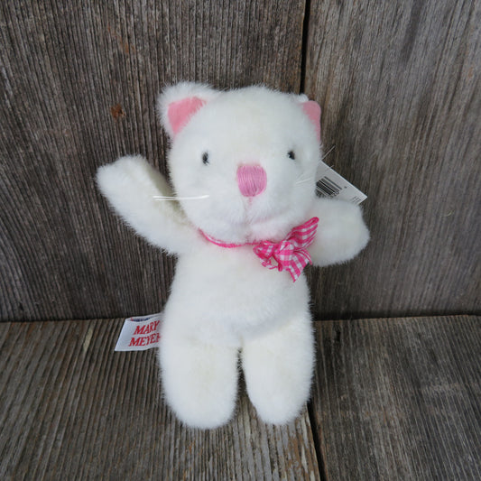 Vintage Cat Kitty Finger Puppet Plush Kitten Mary Meyer Pink Bow Stuffed Animal Tippy Toes 1994