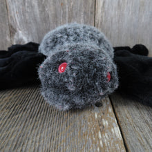 Load image into Gallery viewer, Vintage Red Eye Spider Puppet Stuffed Animal Black Gray Tarantula Animal Express Plush 1978