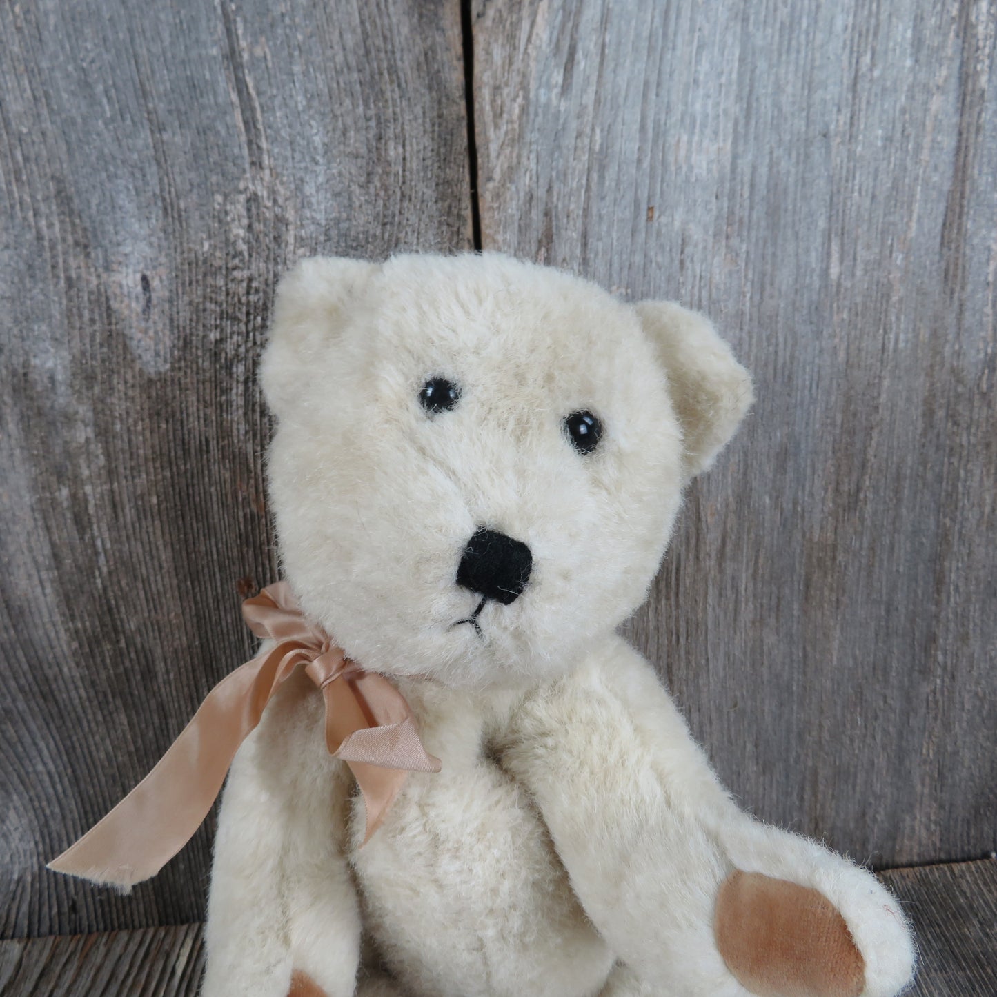 Vintage Teddy Bear Plush Jointed Cream Off White Boyd's Large Beanie Bean Bag Floppy Stuffed Animal
