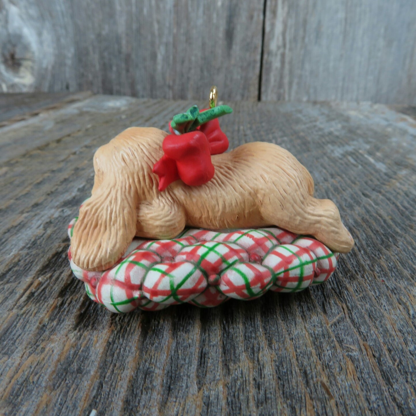 Vintage Puppy Dog Sleeping Christmas Ornament - At Grandma's Table