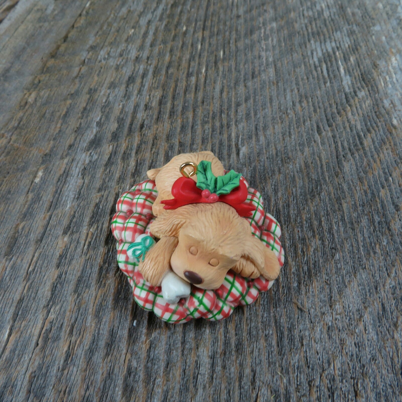 Vintage Puppy Dog Sleeping Christmas Ornament - At Grandma's Table