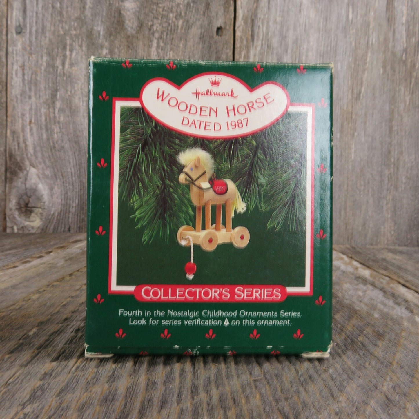 Vintage Wooden Horse Hallmark Keepsake Christmas Tree Ornament 1987 Collector - At Grandma's Table