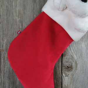 Vintage Dog Plush Stocking Bullseye Mervyn's Christmas Black White Red Spot - At Grandma's Table