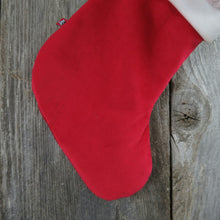 Load image into Gallery viewer, Vintage Dog Plush Stocking Bullseye Mervyn&#39;s Christmas Black White Red Spot - At Grandma&#39;s Table