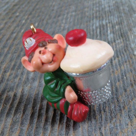 Vintage Thimble Elf Hallmark Keepsake Christmas Ornament 1983 6th in Collectible Series Holiday Decoration - At Grandma's Table