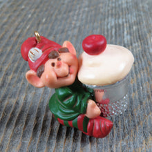 Load image into Gallery viewer, Vintage Thimble Elf Hallmark Keepsake Christmas Ornament 1983 6th in Collectible Series Holiday Decoration - At Grandma&#39;s Table
