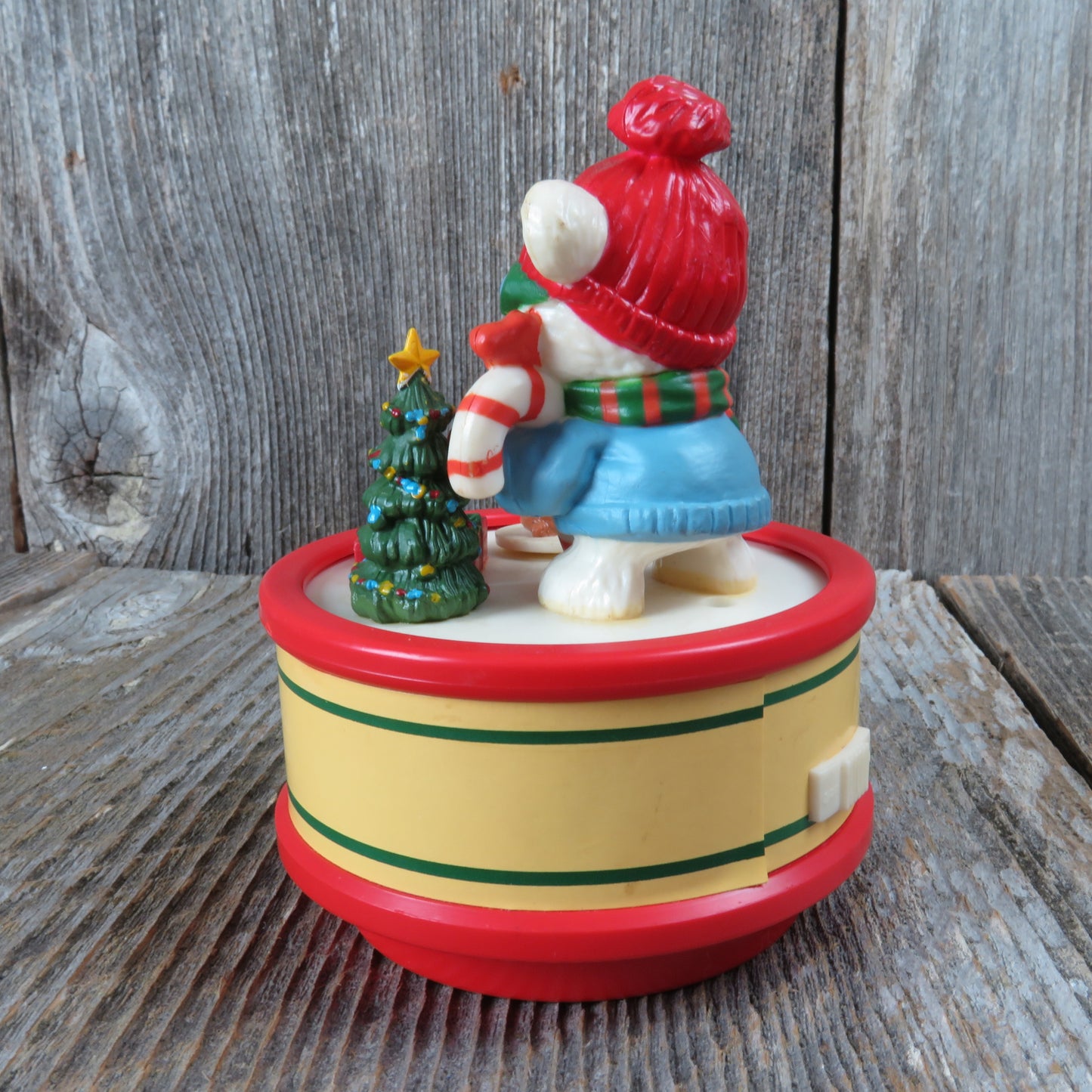 Vintage Christmas Music Box Seymour Mann Motion Musicals 1991 Polar Bear Dog - At Grandma's Table