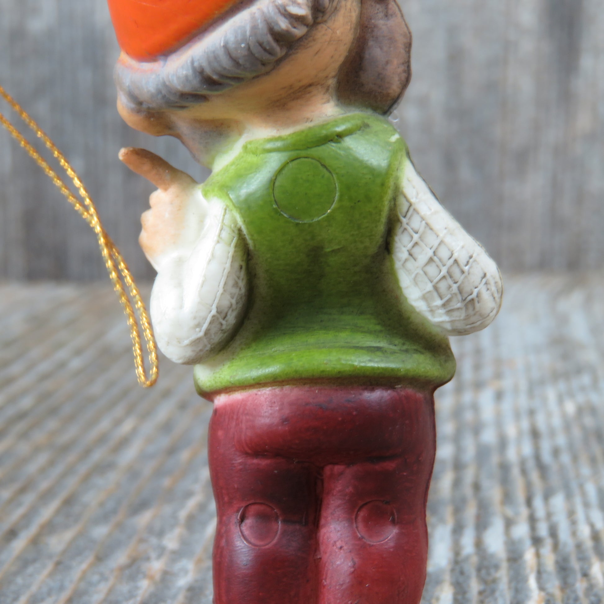 Vintage Elf or Gnome Christmas Ornament 1983 Bradford Hard Plastic - At Grandma's Table