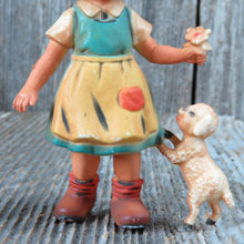 Load image into Gallery viewer, Vintage Girl with Lamb Holding Flower Christmas Ornament 1983 Bradford 7412 - At Grandma&#39;s Table