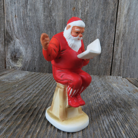 Vintage Santa Christmas Ceramic Figurine Gorham Bisque Porcelain Santa Plans His Visit - At Grandma's Table