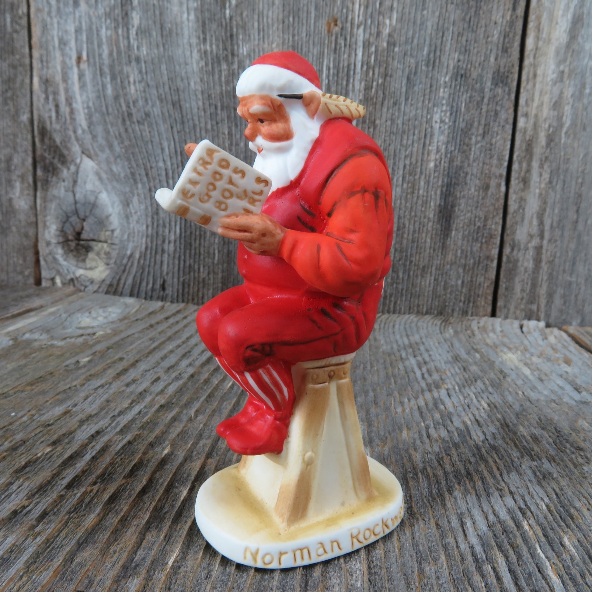 Vintage Santa Christmas Ceramic Figurine Gorham Bisque Porcelain Santa Plans His Visit - At Grandma's Table