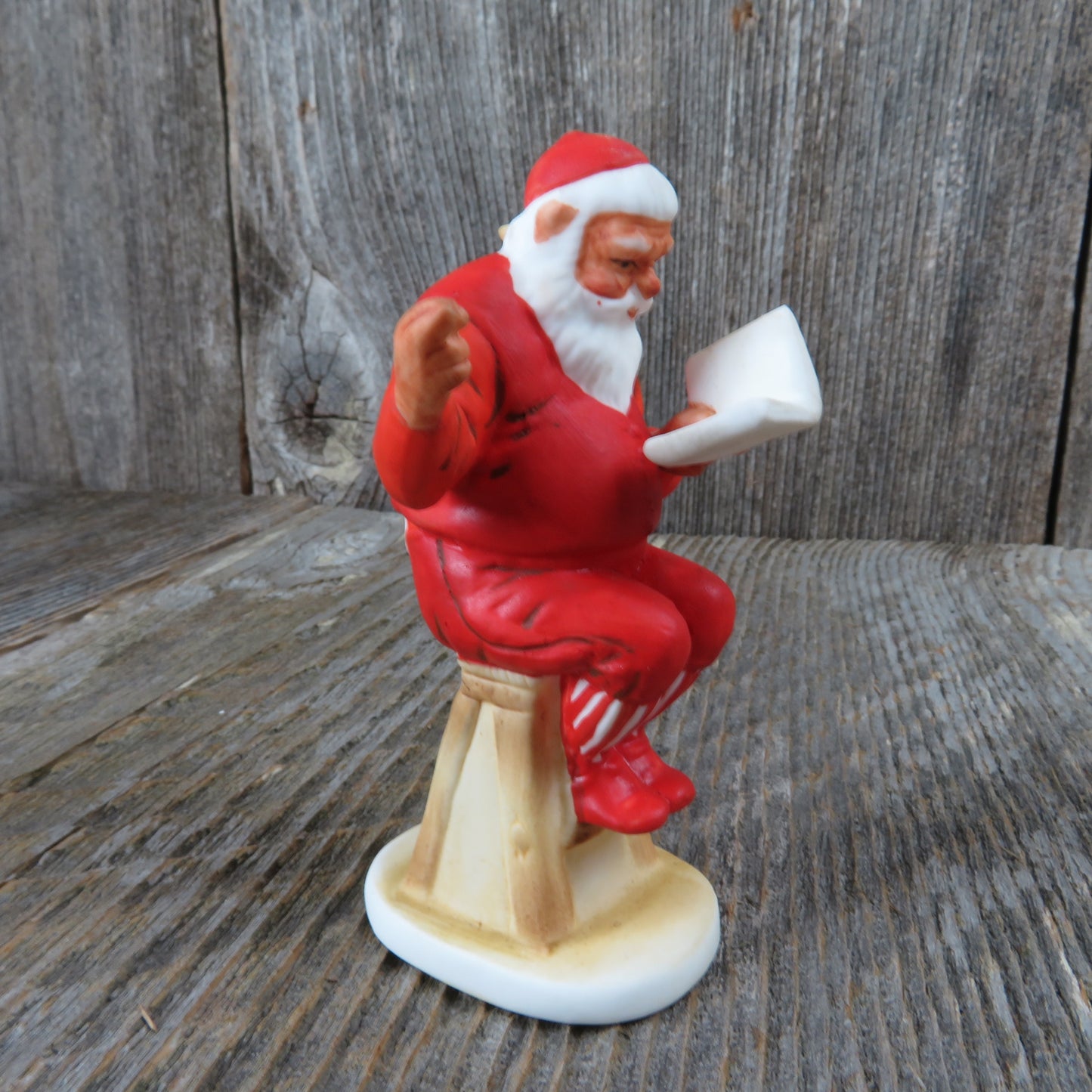 Vintage Santa Christmas Ceramic Figurine Gorham Bisque Porcelain Santa Plans His Visit - At Grandma's Table