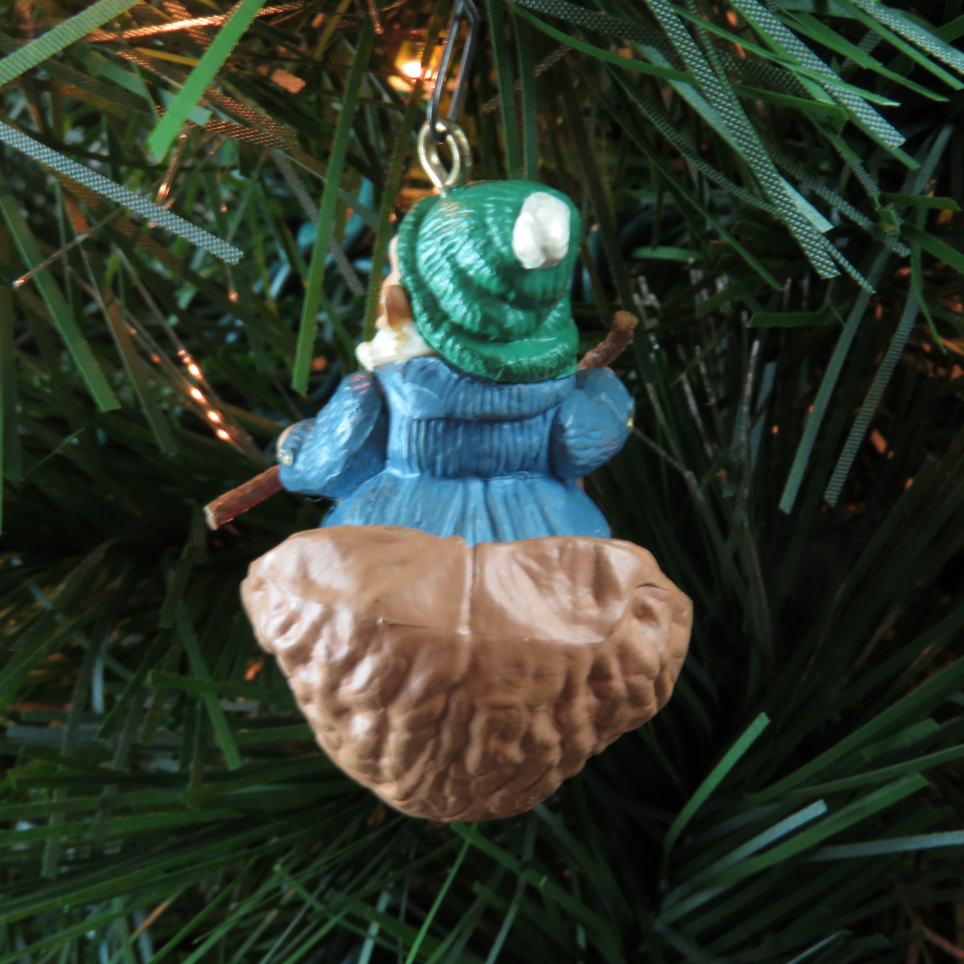 Vintage Walnut Shell Rider Elf or Gnome Hallmark Keepsake Christmas Ornament 1986 - At Grandma's Table