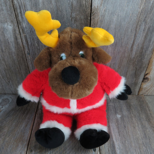 Vintage Santa Moose Plush Gund Stuffed Animal Christmas 1992 Red Suit Deer - At Grandma's Table