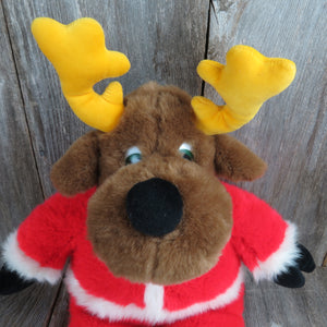 Vintage Santa Moose Plush Gund Stuffed Animal Christmas 1992 Red Suit Deer - At Grandma's Table