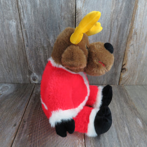 Vintage Santa Moose Plush Gund Stuffed Animal Christmas 1992 Red Suit Deer - At Grandma's Table