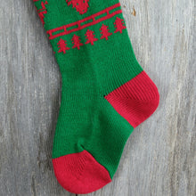 Load image into Gallery viewer, Vintage Reindeer Stocking Knitted Knit Christmas Tree Red Green - At Grandma&#39;s Table