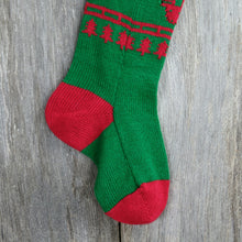 Load image into Gallery viewer, Vintage Reindeer Stocking Knitted Knit Christmas Tree Red Green - At Grandma&#39;s Table