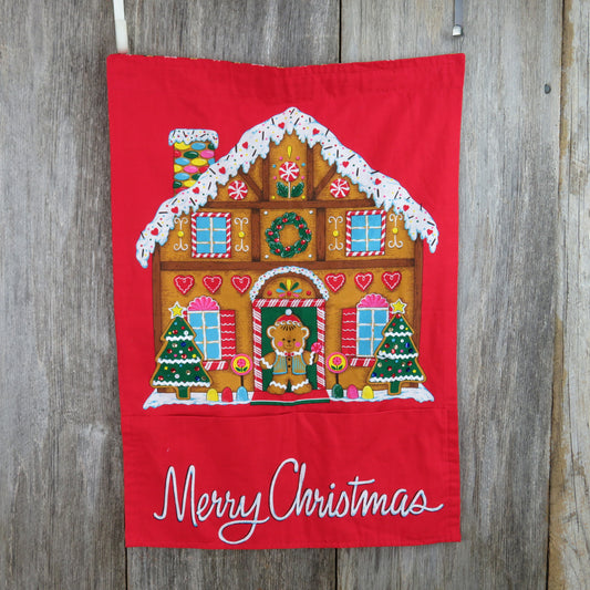 Vintage Gingerbread House Card Holder Merry Christmas Fabric Wall Hanging Holiday Decoration, Christmas Decoration - At Grandma's Table