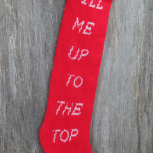 Load image into Gallery viewer, Vintage Knit Christmas Stocking Fill Me Up To The Top Please Red White Green - At Grandma&#39;s Table