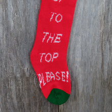 Load image into Gallery viewer, Vintage Knit Christmas Stocking Fill Me Up To The Top Please Red White Green - At Grandma&#39;s Table
