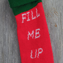 Load image into Gallery viewer, Vintage Knit Christmas Stocking Fill Me Up To The Top Please Red White Green - At Grandma&#39;s Table
