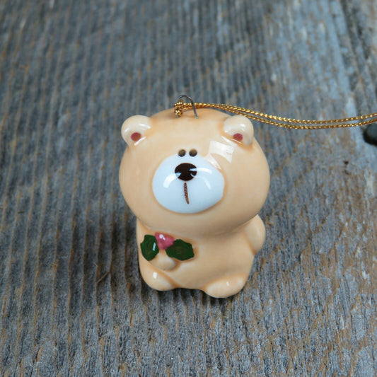 Vintage Teddy Bear Christmas Ornament Papel Japan California Holly Porcelain Holiday Decor - At Grandma's Table