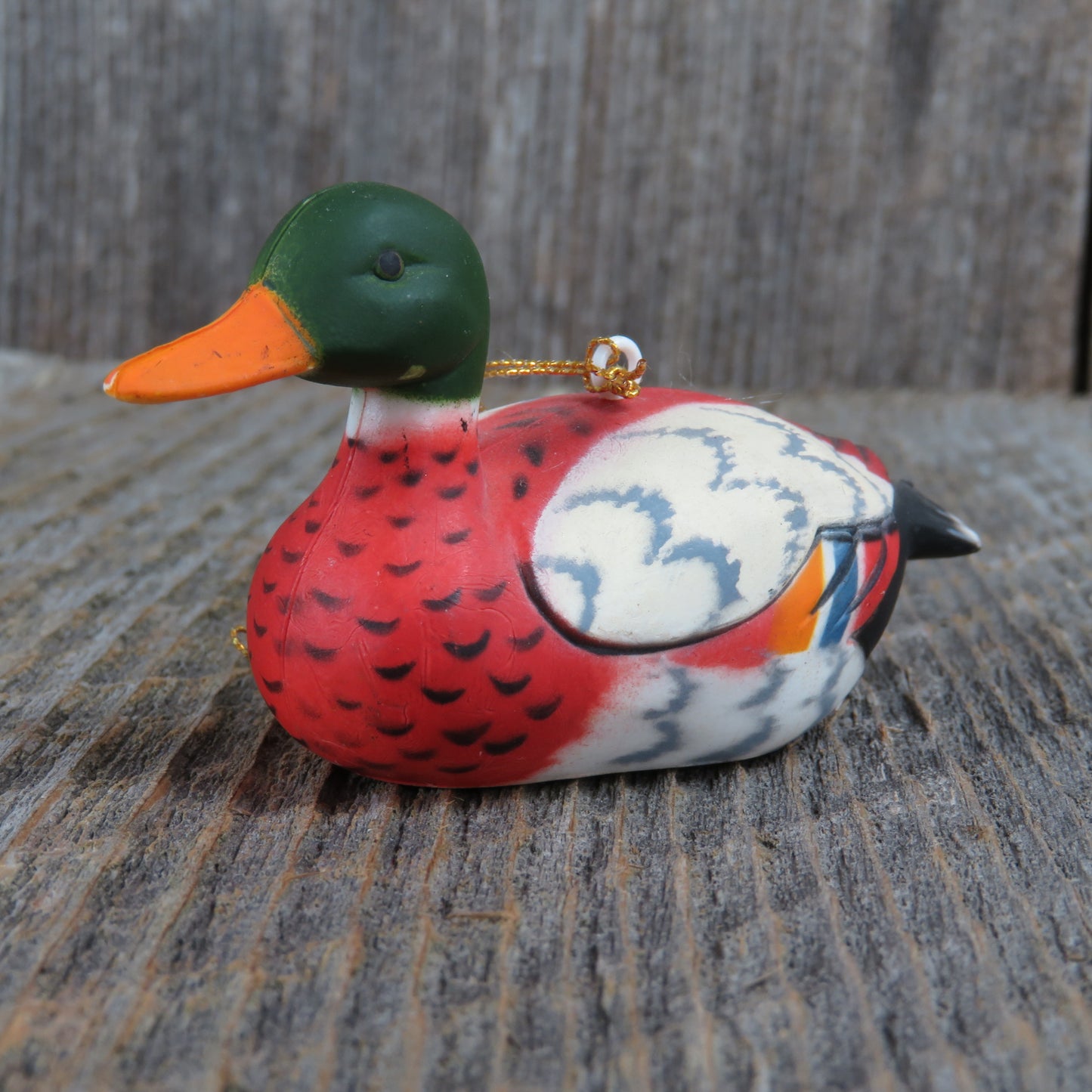 Vintage Mallard Bird Duck Ornament Christmas Green Head Decoy Hong Kong Male - At Grandma's Table