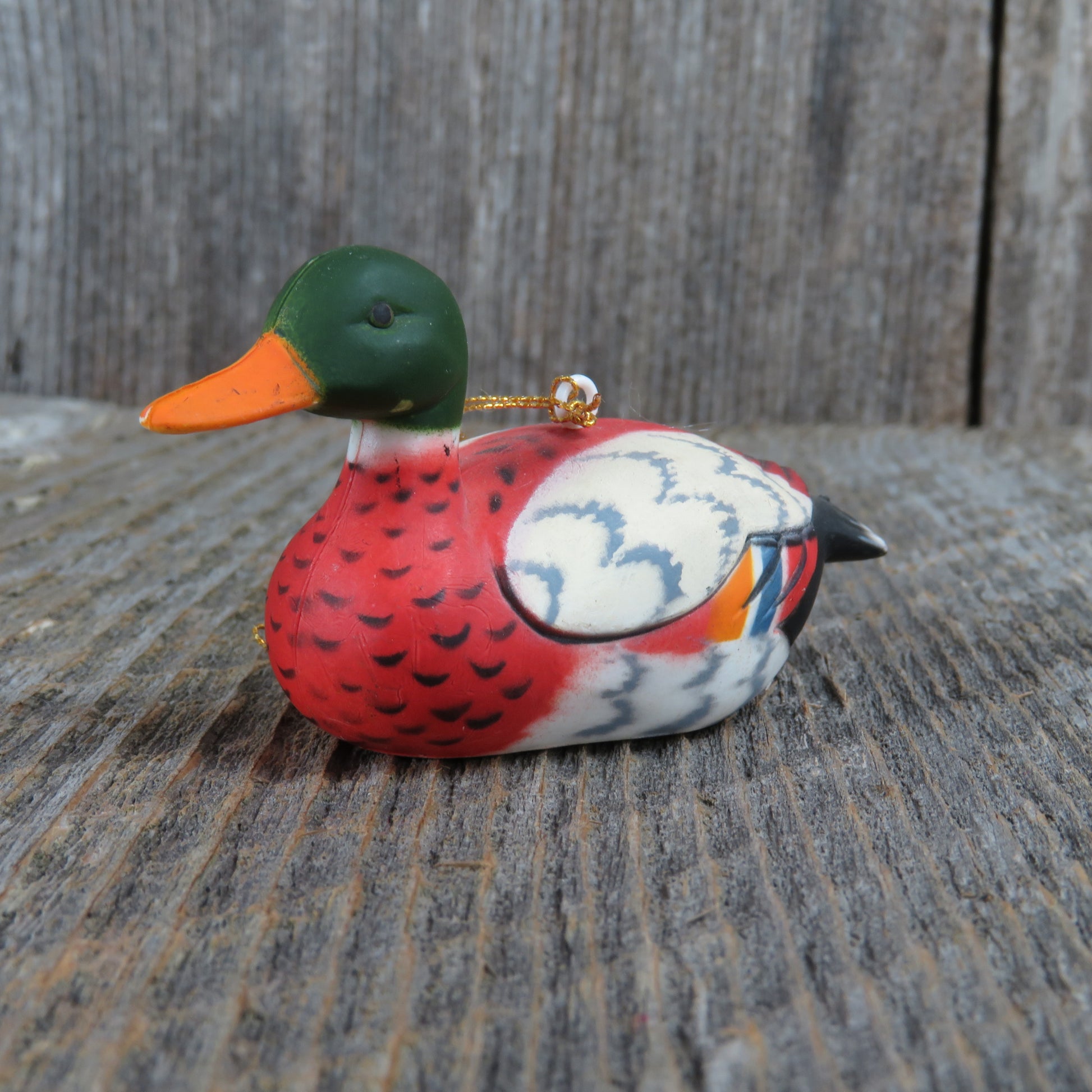 Vintage Mallard Bird Duck Ornament Christmas Green Head Decoy Hong Kong Male - At Grandma's Table