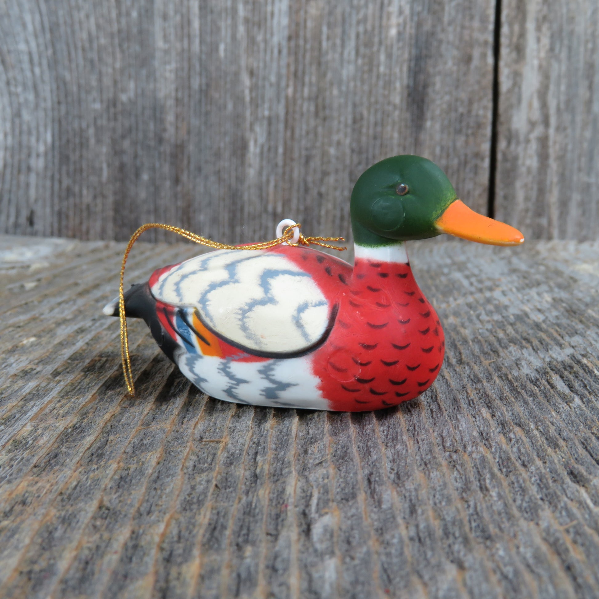 Vintage Mallard Bird Duck Ornament Christmas Green Head Decoy Hong Kong Male - At Grandma's Table