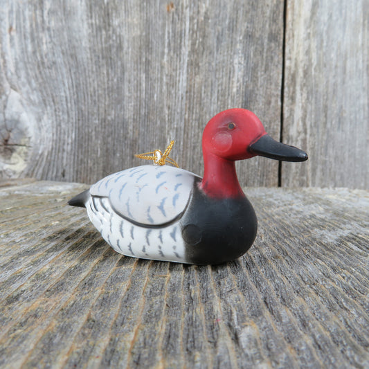 Vintage Redhead Duck Bird Ornament Black Breasted Decoy Hong Kong Christmas Holiday Decor - At Grandma's Table